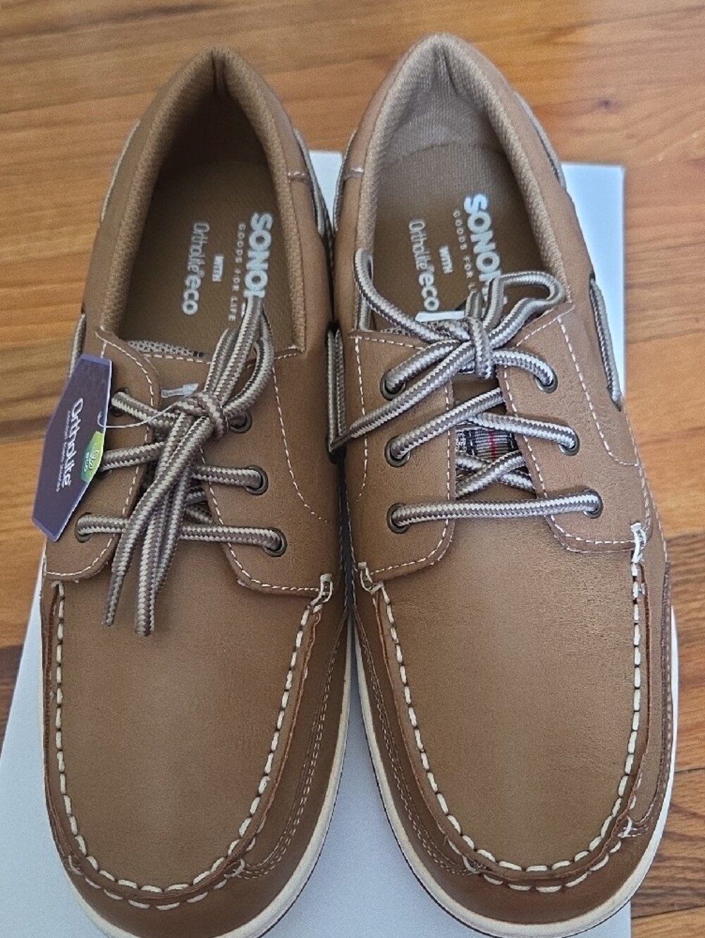 Men’s Brown Tan Canvas-Trim Boat Shoes
